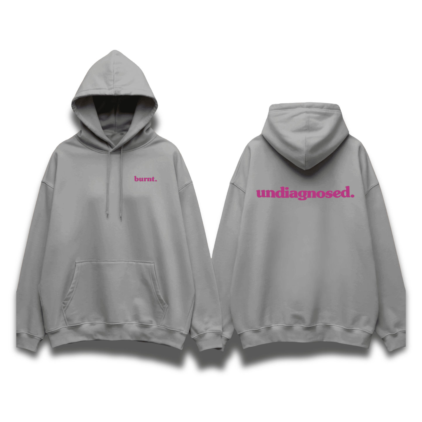 undiagnosed. Hoodie - Grey Marle/ Pink
