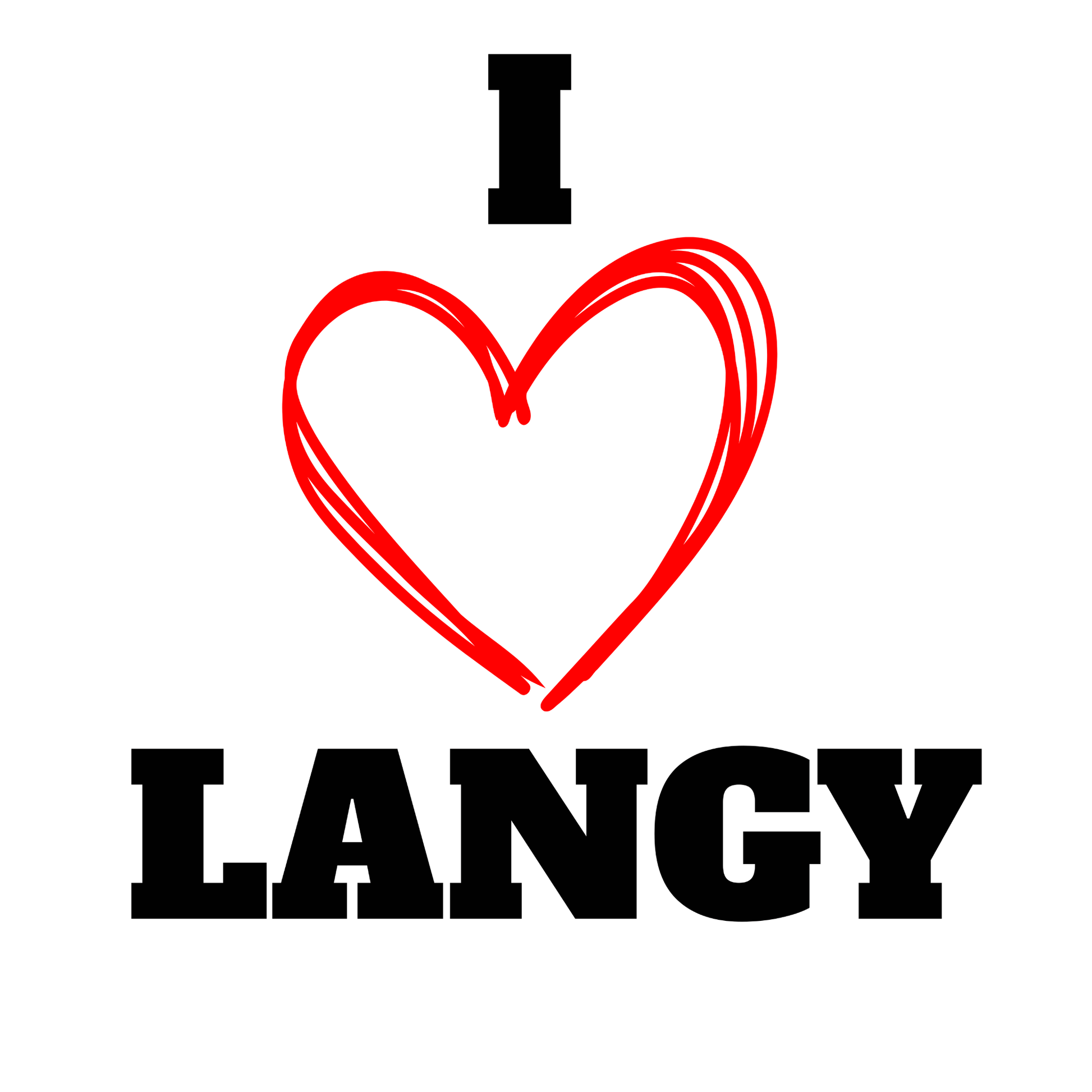 I Love Langy red heart graphic tee design