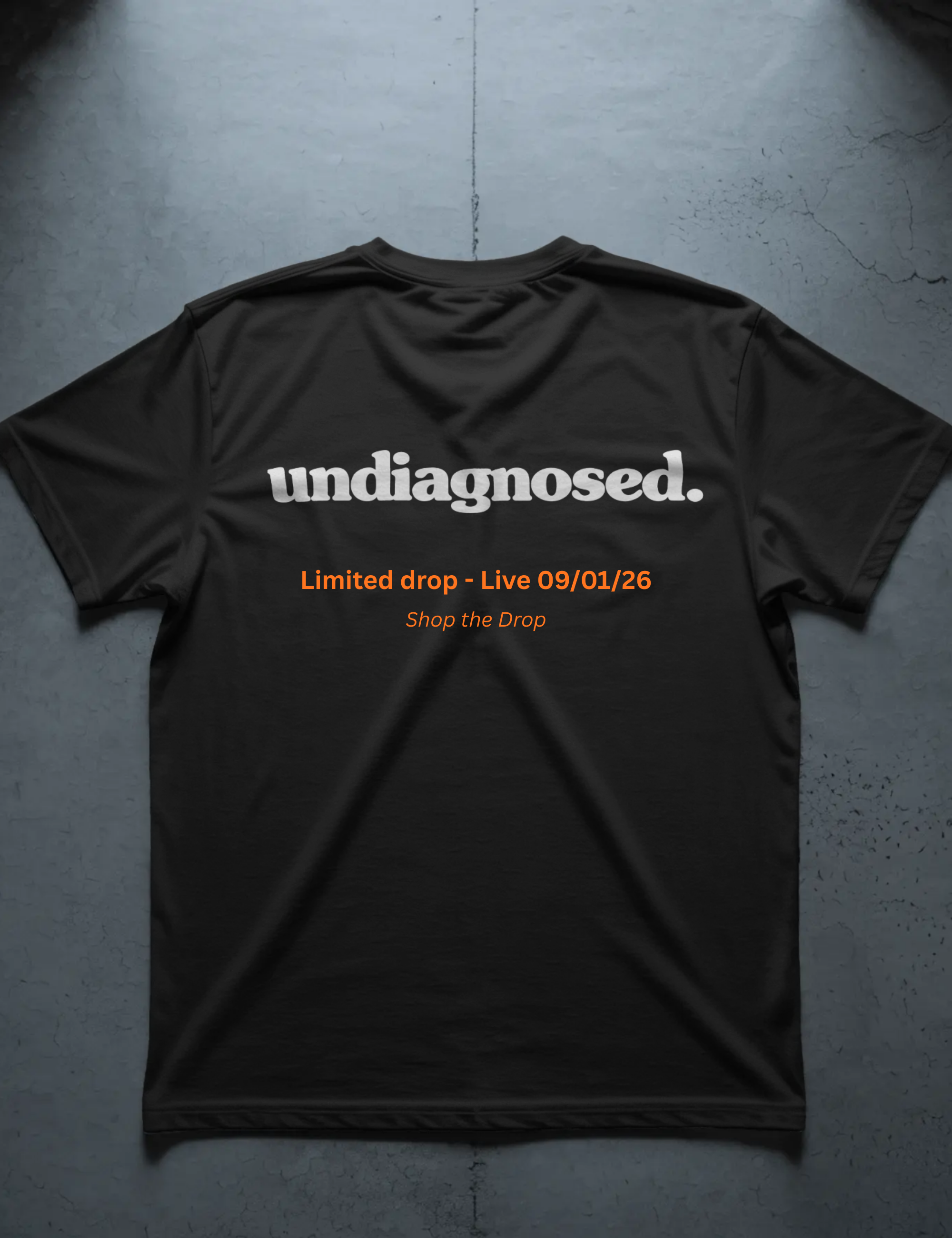 undiagnosed drop by Burnt Clothing Co, black streetwear t-shirt detail