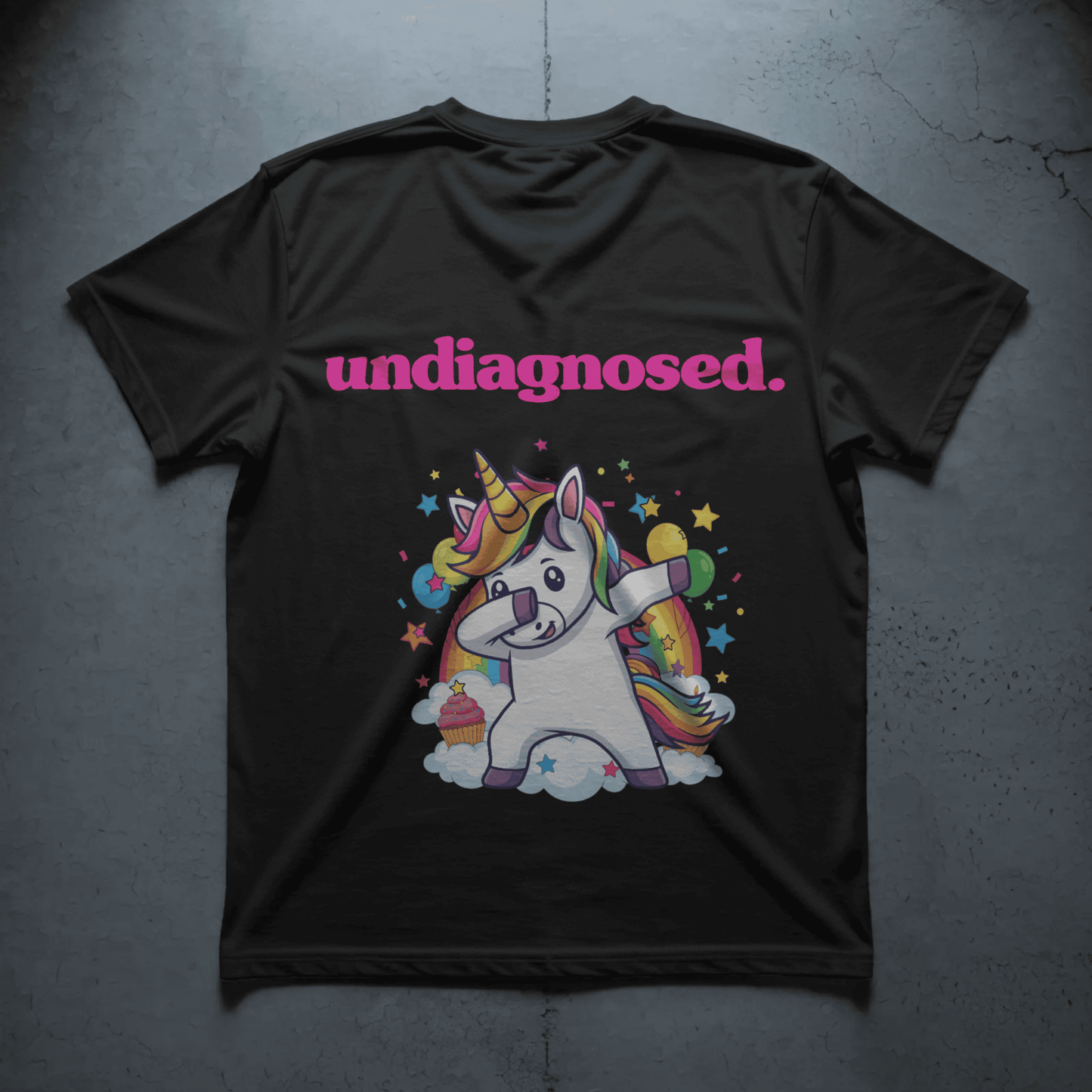 undiagnosed. Unicorn Tee - Black/ Pink