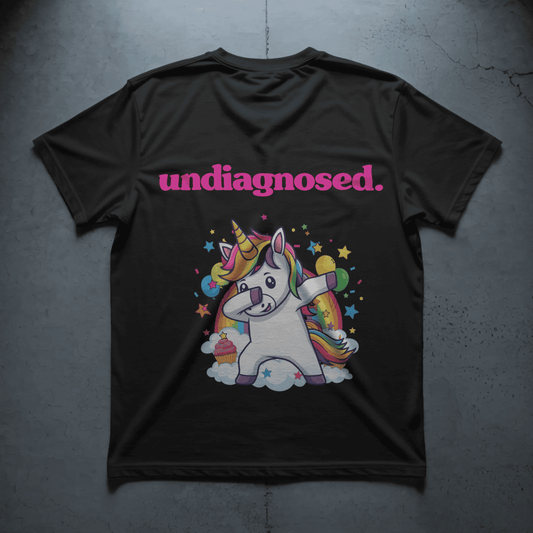 undiagnosed. Unicorn Tee - Black/ Pink