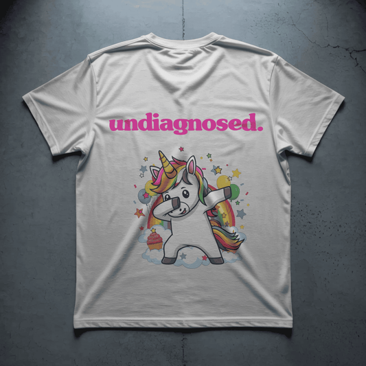 undiagnosed. Unicorn Tee - White/ Pink