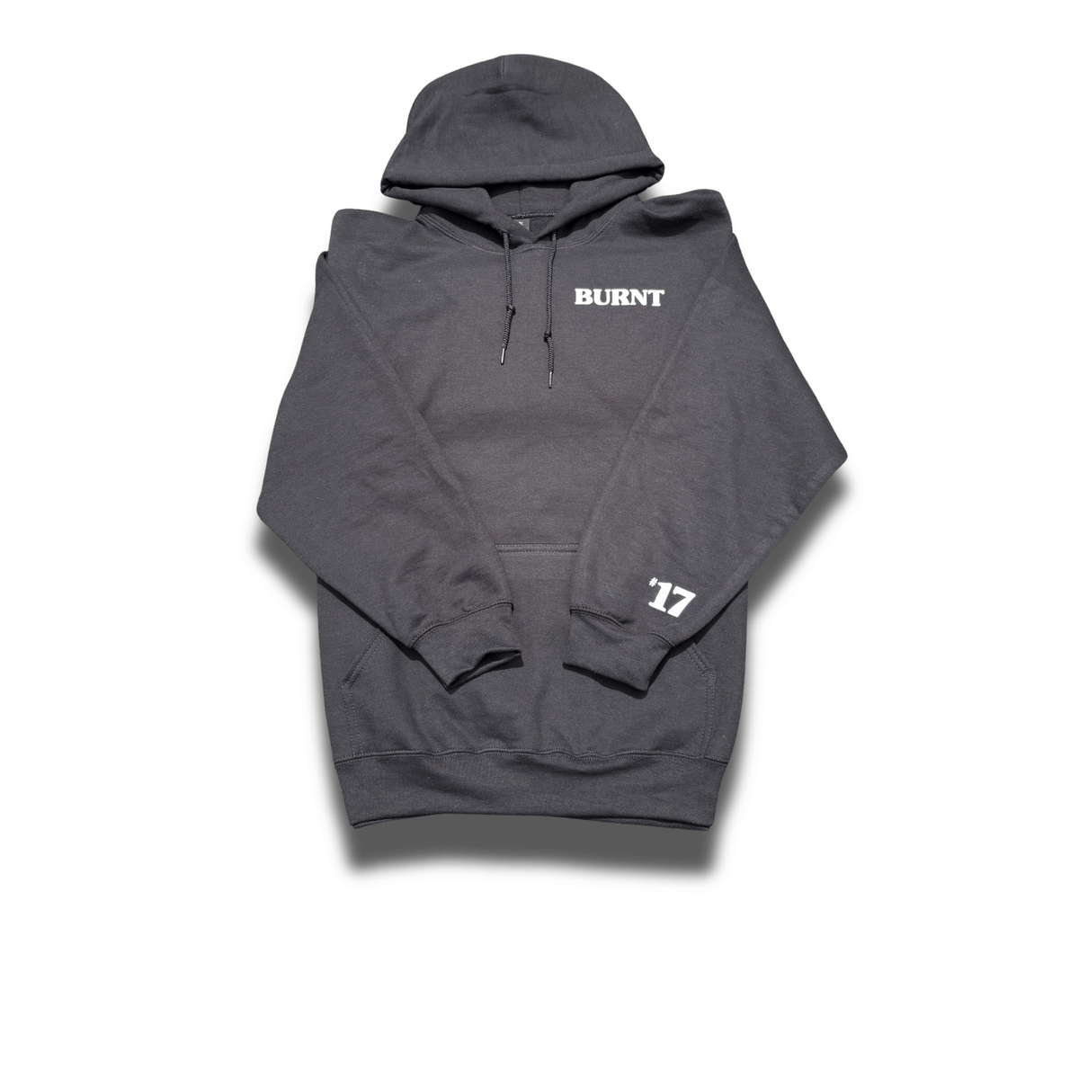 Lucky #17 Origin black hoodie with white lettering detail.
