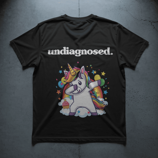 undiagnosed. Unicorn Tee - Black/ White