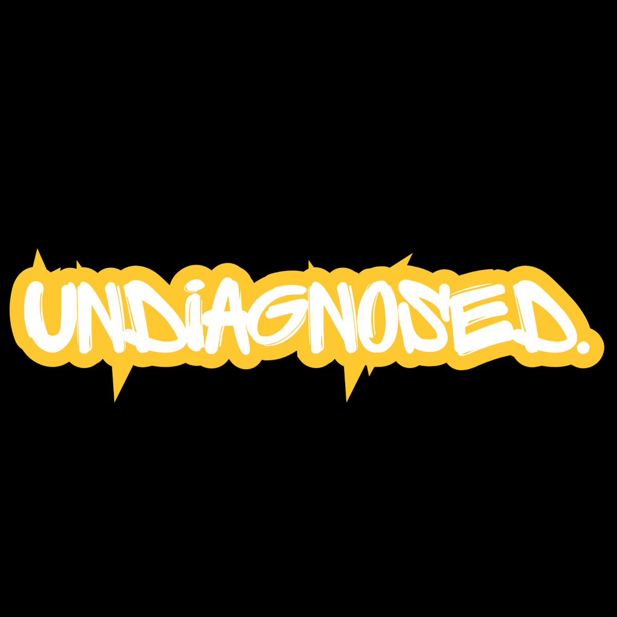 Yellow and white undiagnosed. graphic featured on the limited edition tee